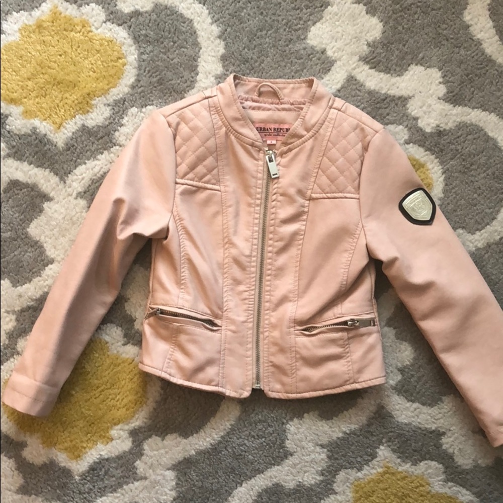 Girls Pink Leather Jacket